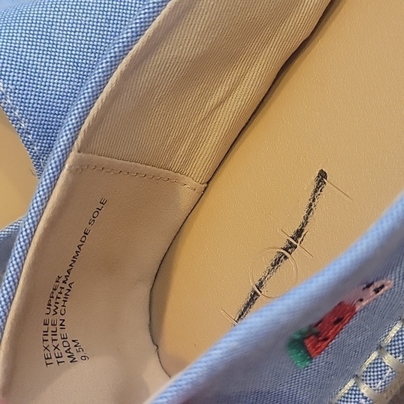 NEW! LOFT Chambray Embroidered Fruit Design Espadrille Slip On Flat Loafers 9.5. - Picture 5 of 8